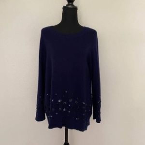Cashmere navy sweater with sequence